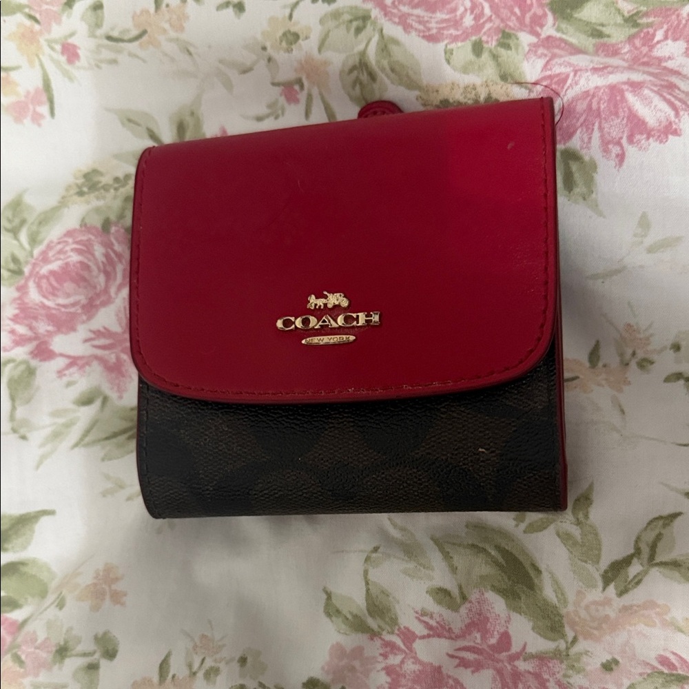 Coach Red and Brown Wallet